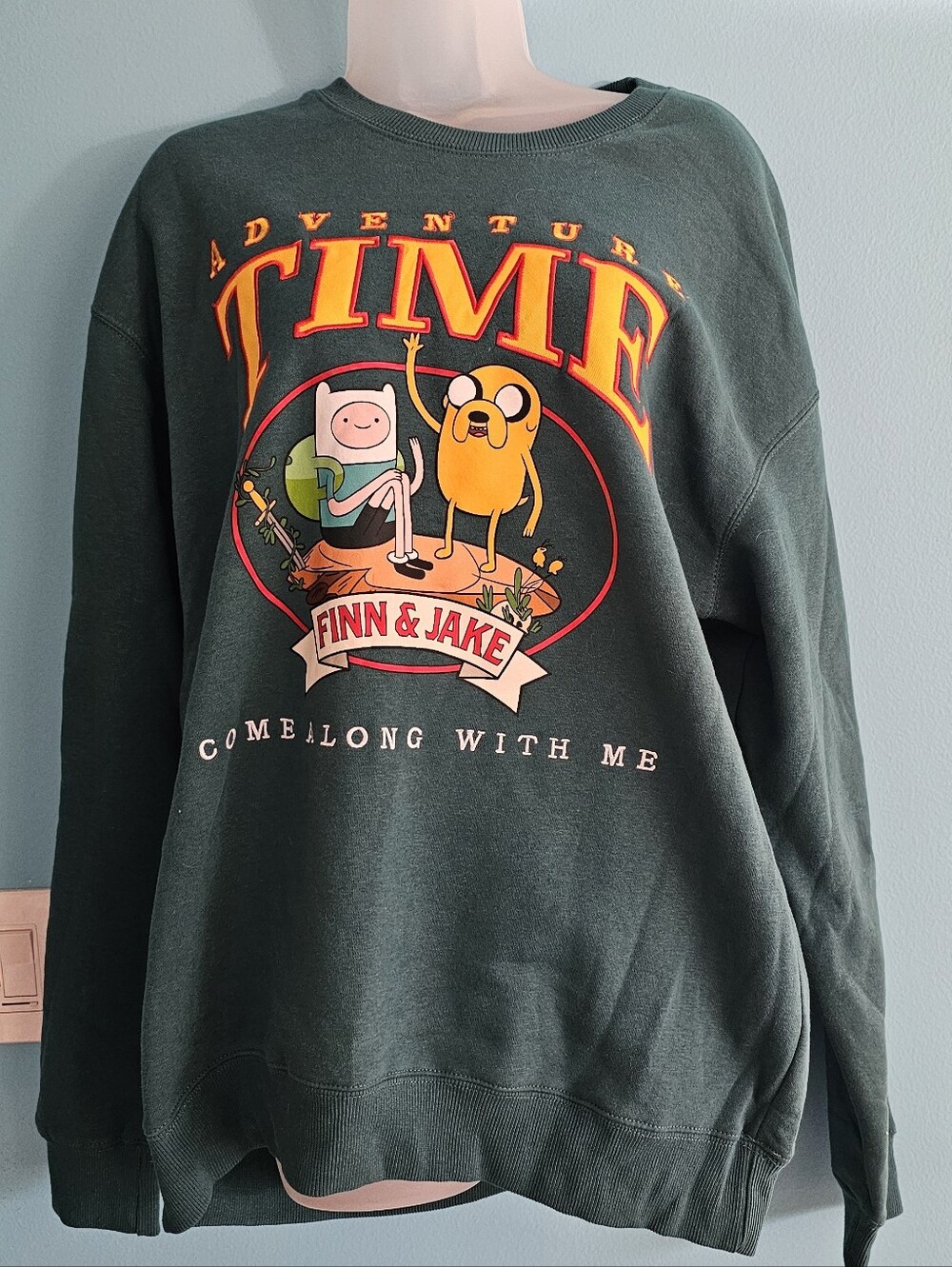 Adventure Time Finn & Jake Green Graphic Sweatshirt